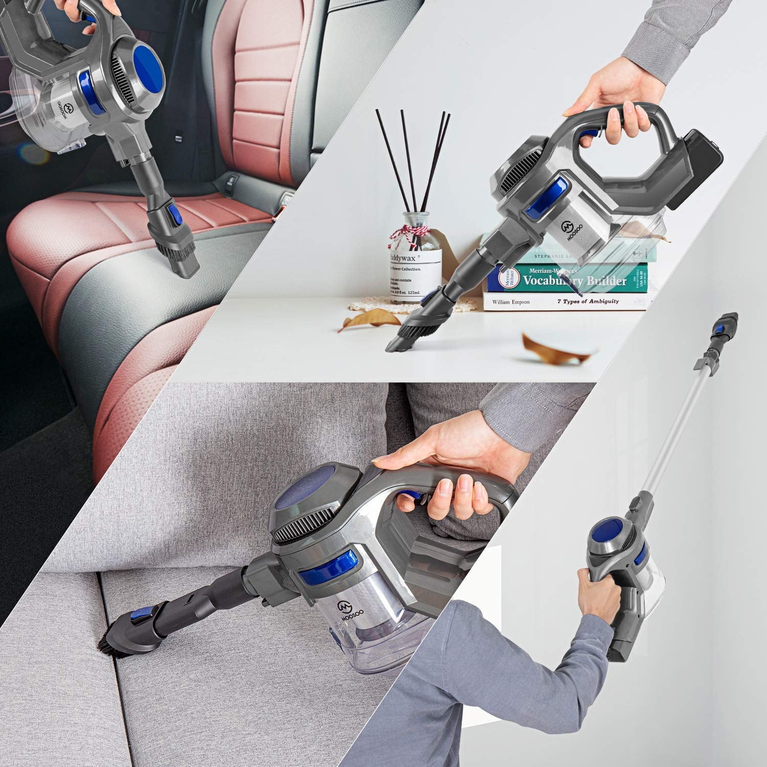 Moosoo Cordless Vacuum 4-in-1 Lightweight Stick Vacuum Cleaner, XL-618A