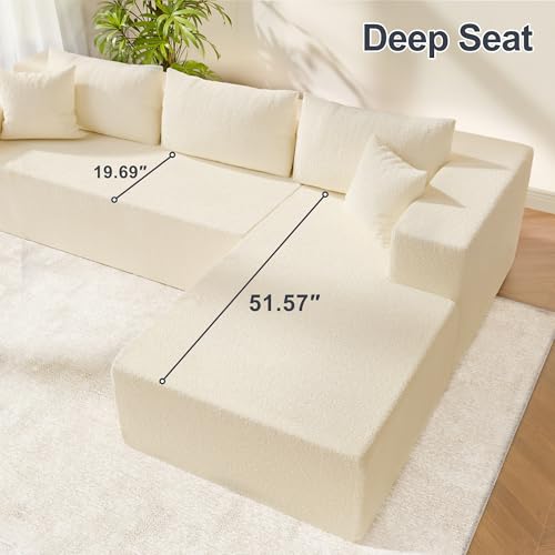 104" Sectional Couches for Living Room, Modular Sectional Sofa with Deep Seat, L-Shape Couch with Chaise, Cloud Couch for Living Room Bedroom