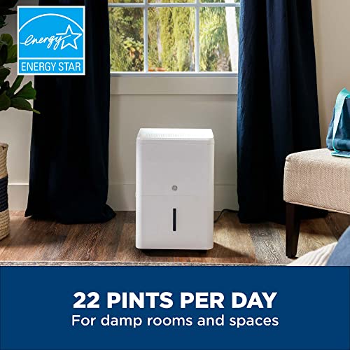 GE Energy Star Portable Dehumidifier 35 Pint, Perfect for Bedroom, Basement & Garage or Rooms up to 3000 Sq Ft, Ideal for High Humidity Areas