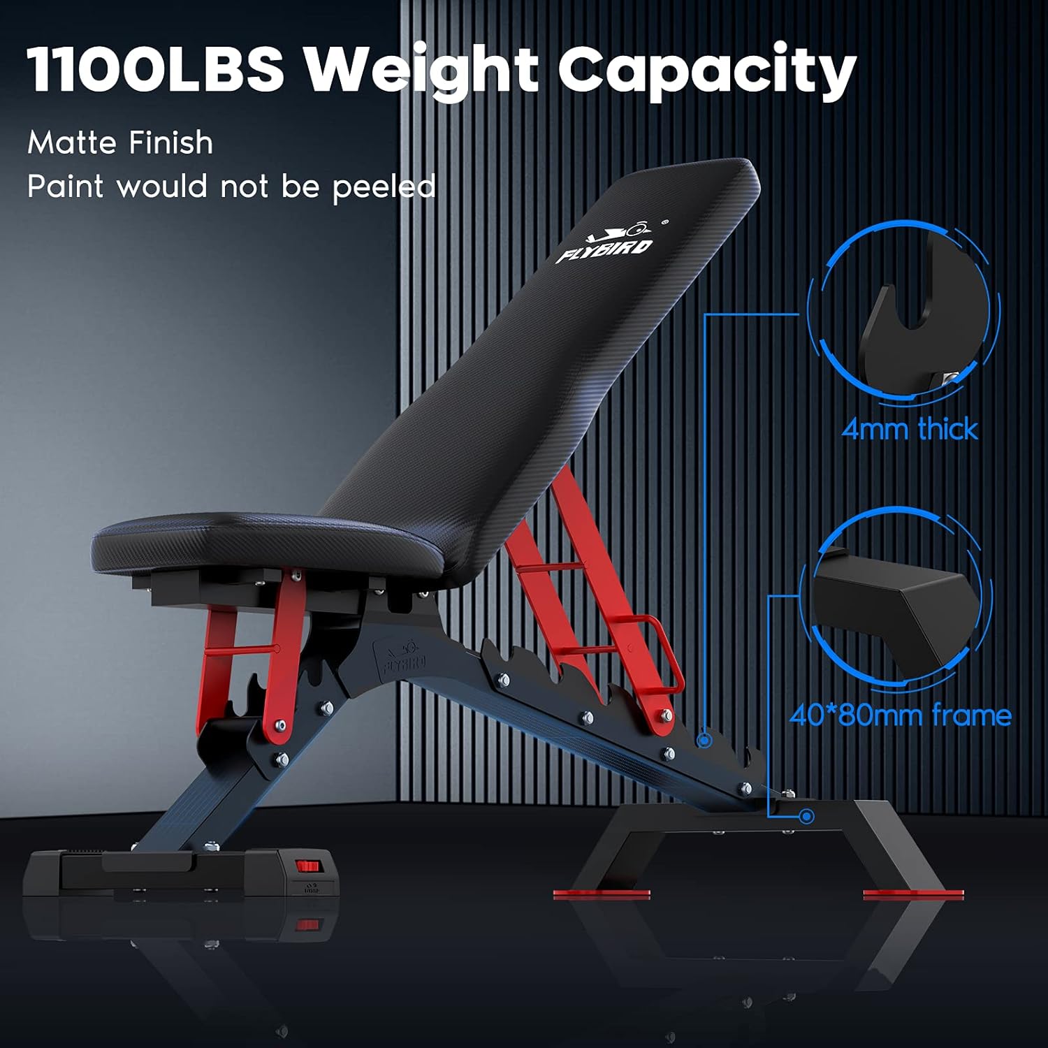 FLYBIRD Weight Bench, 1100LBS Weight Capacity Strength Training Bench Heavy-duty Adjustable Workout Bench