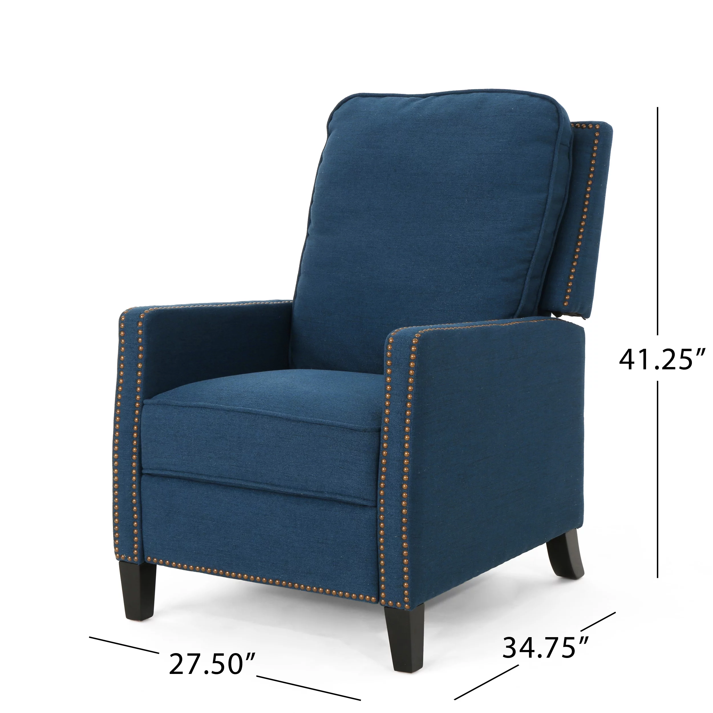 Noble House Celia Traditional Fabric Recliner, Navy Blue