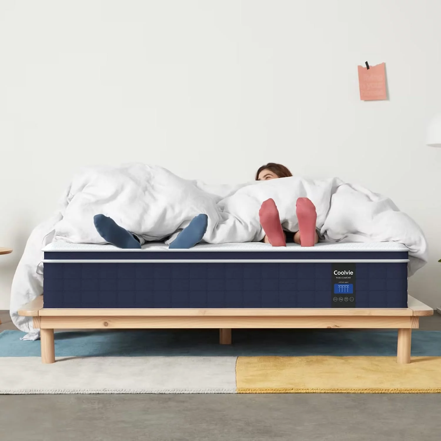 Coolvie Queen Mattress, 12 inch Hybrid Queen Mattress in a Box, with 3 Layer Premium Foam and Pocket Springs, Medium Firm Feel