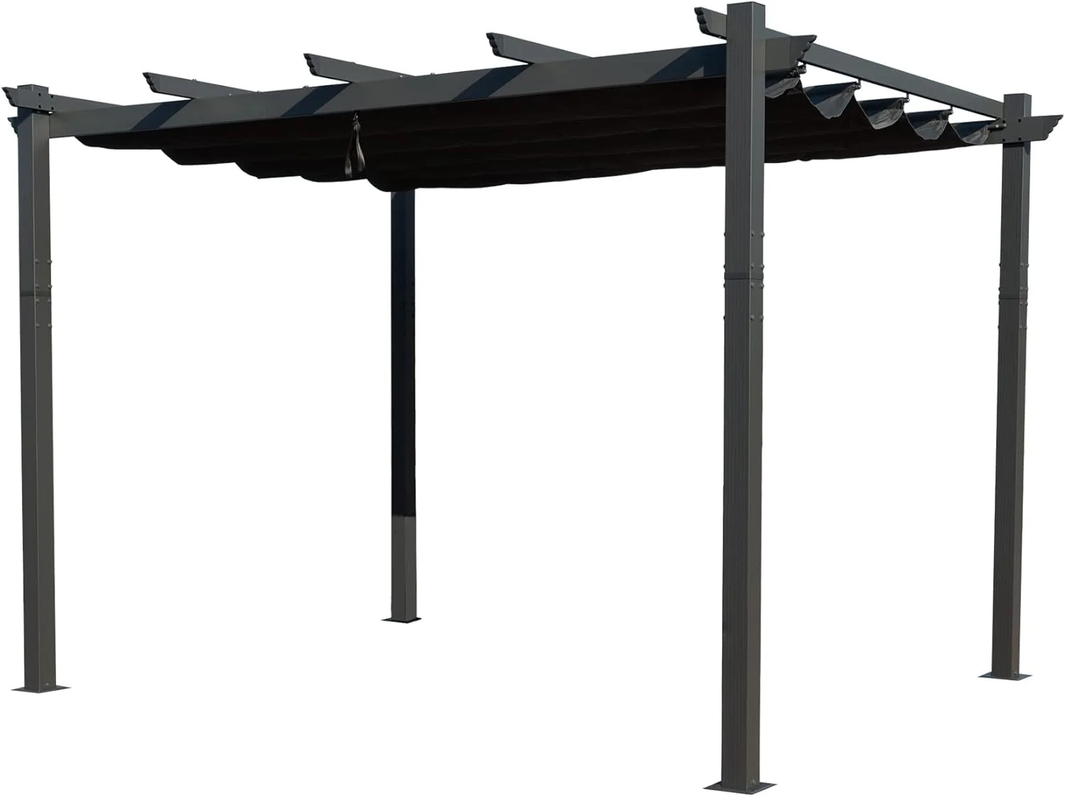 Kozyard Morgan Outdoor Extra-Large Gray Aluminum Frame Pergola with Sunshade Canopy (10' x 13', Gray)