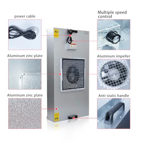 HEPA H14-Filter Laminar Flow Hood Updated FanFilter Unit（Include HEPA Filter）100/ISO Class 5 Cleanroom/Laboratory/Cleanroom/Mushroom Room