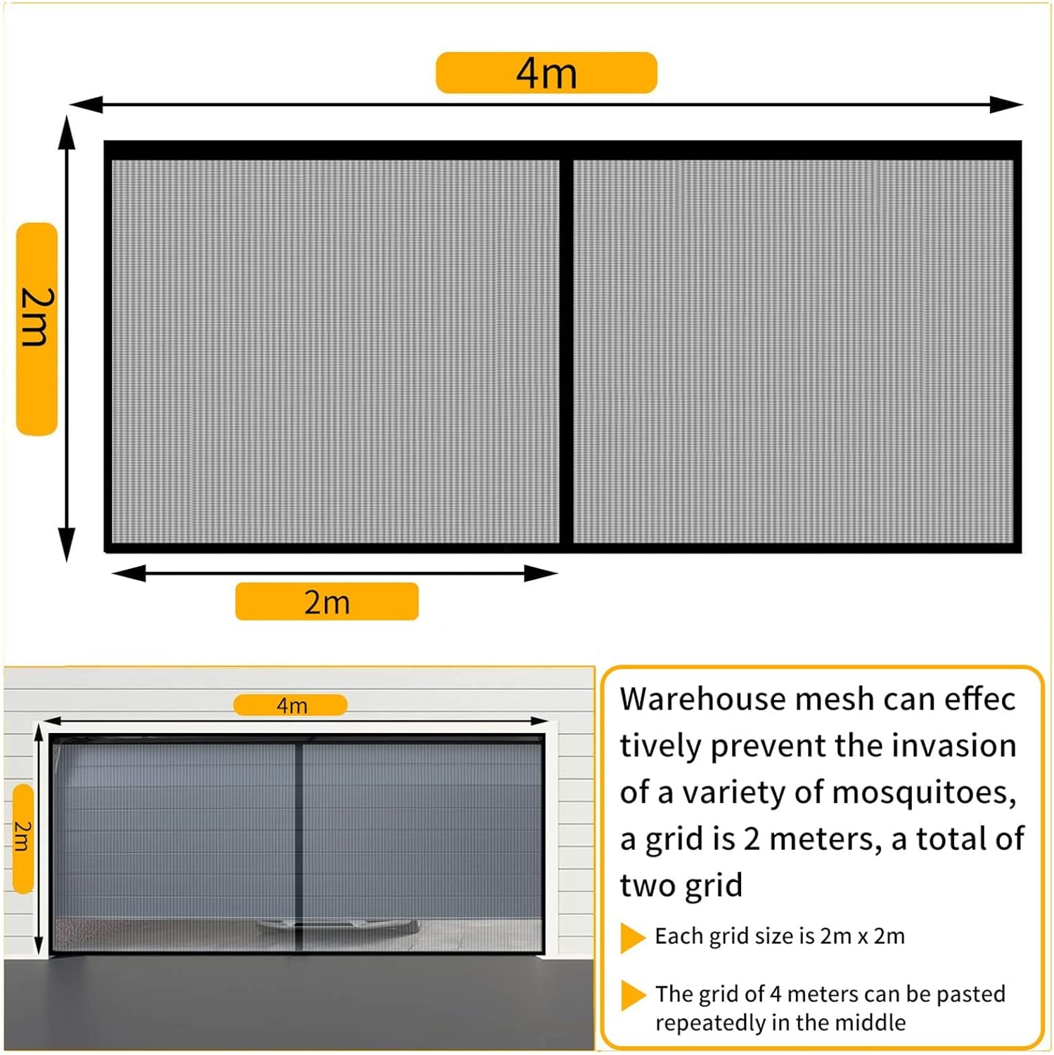 Magnetic Garage Door Screen for 2 Car,Magnetic Screen Garage with Retractable Fiberglass Mesh and Heavy Duty Weighted Bottom