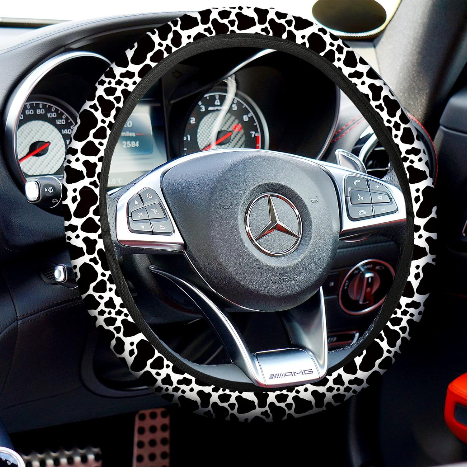 17 Pieces Cow Print Car Accessories Set