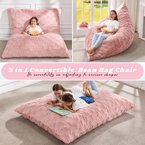 Hobestluk 3 in 1 Bean Bag Chair Giant Bean Bag Chairs Convertible Bean Bag Floor Cushion with Machine Washable Cover
