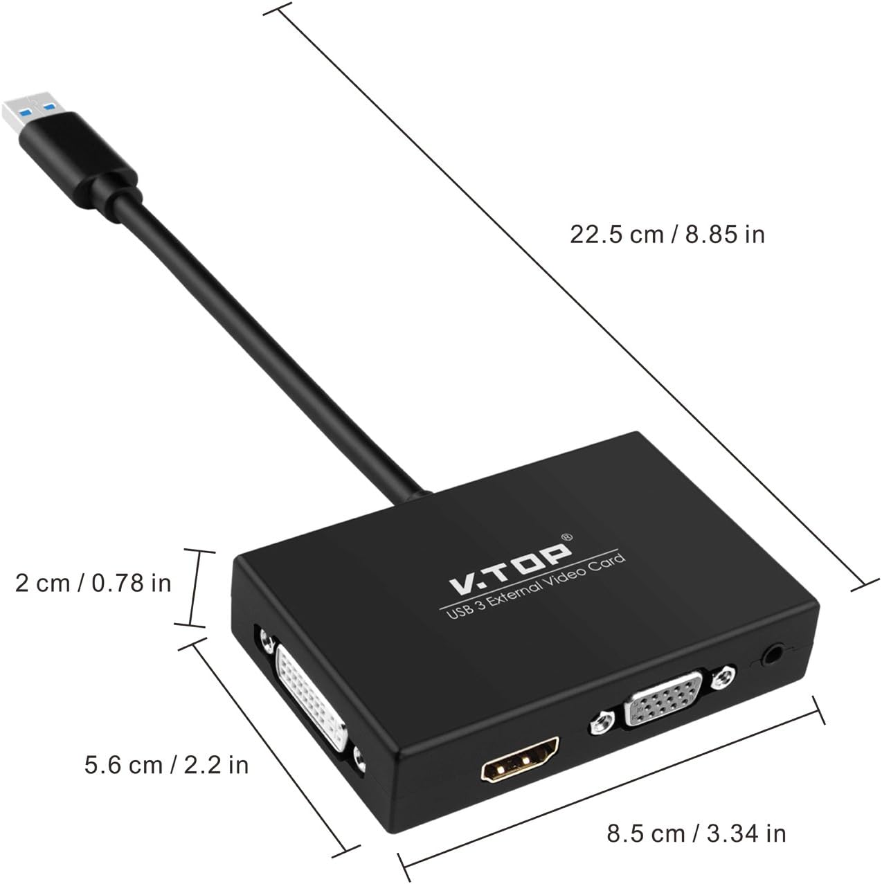 USB 3.0 to HDMI-DVI-VGA Video Graphics Card Adapter for Multiple Monitors-Add HDMI and DVI-D or HDMI and VGA (Compatible for Windows 10, 8.1, 7, XP)