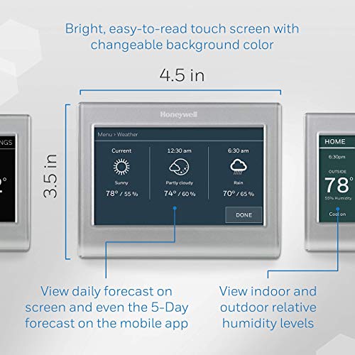 Honeywell Home RTH9585WF Wi-Fi Smart Color Thermostat, 7 Day Programmable, Touch Screen, Energy Star, Alexa Ready, C-Wire Required