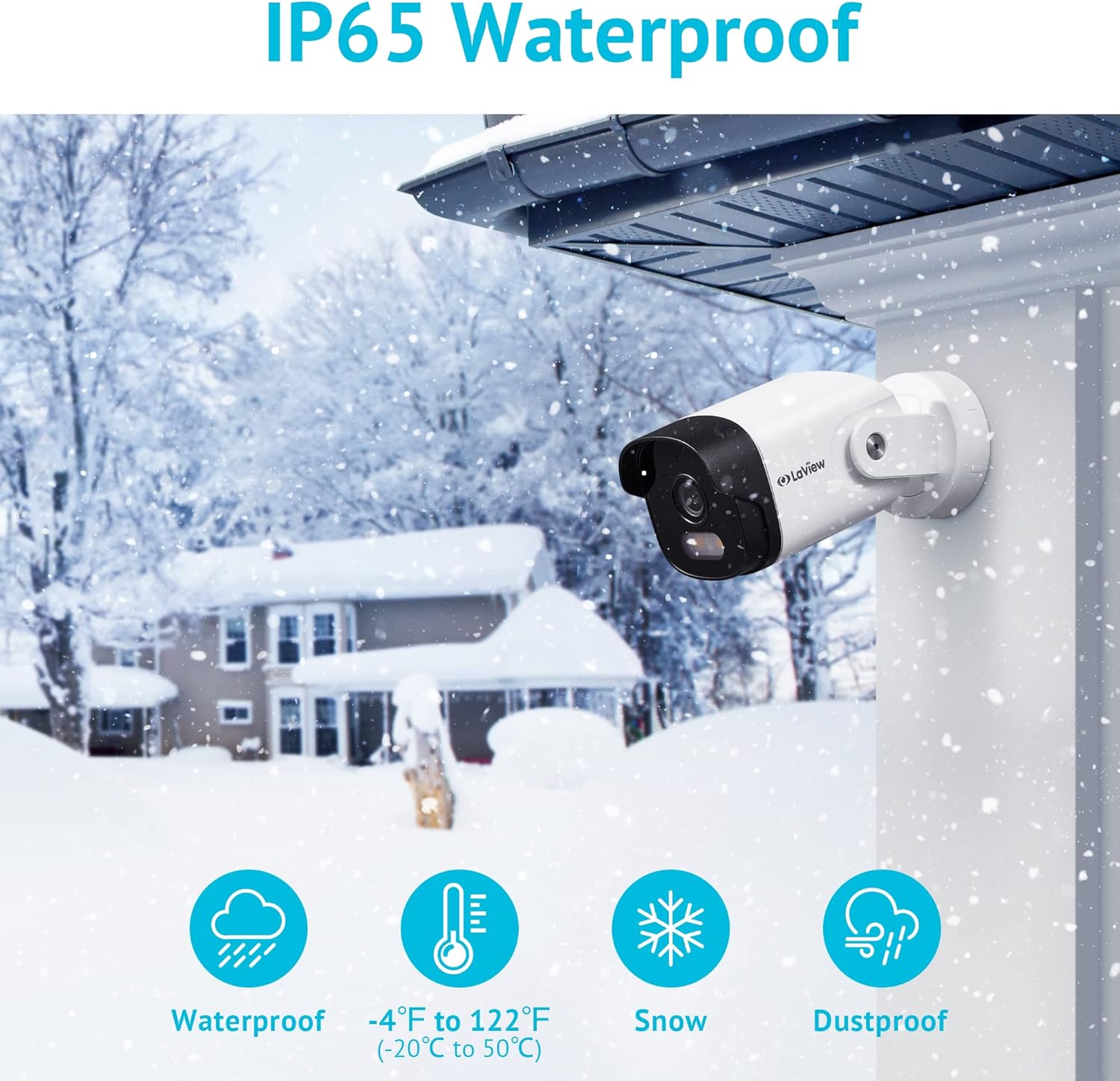 LaView Security Camera Outdoor with Color Night Vision,2K Wired Cameras for Home Security,IP66 Waterproof Camera, 24/7 Live Video,2 Way Audio