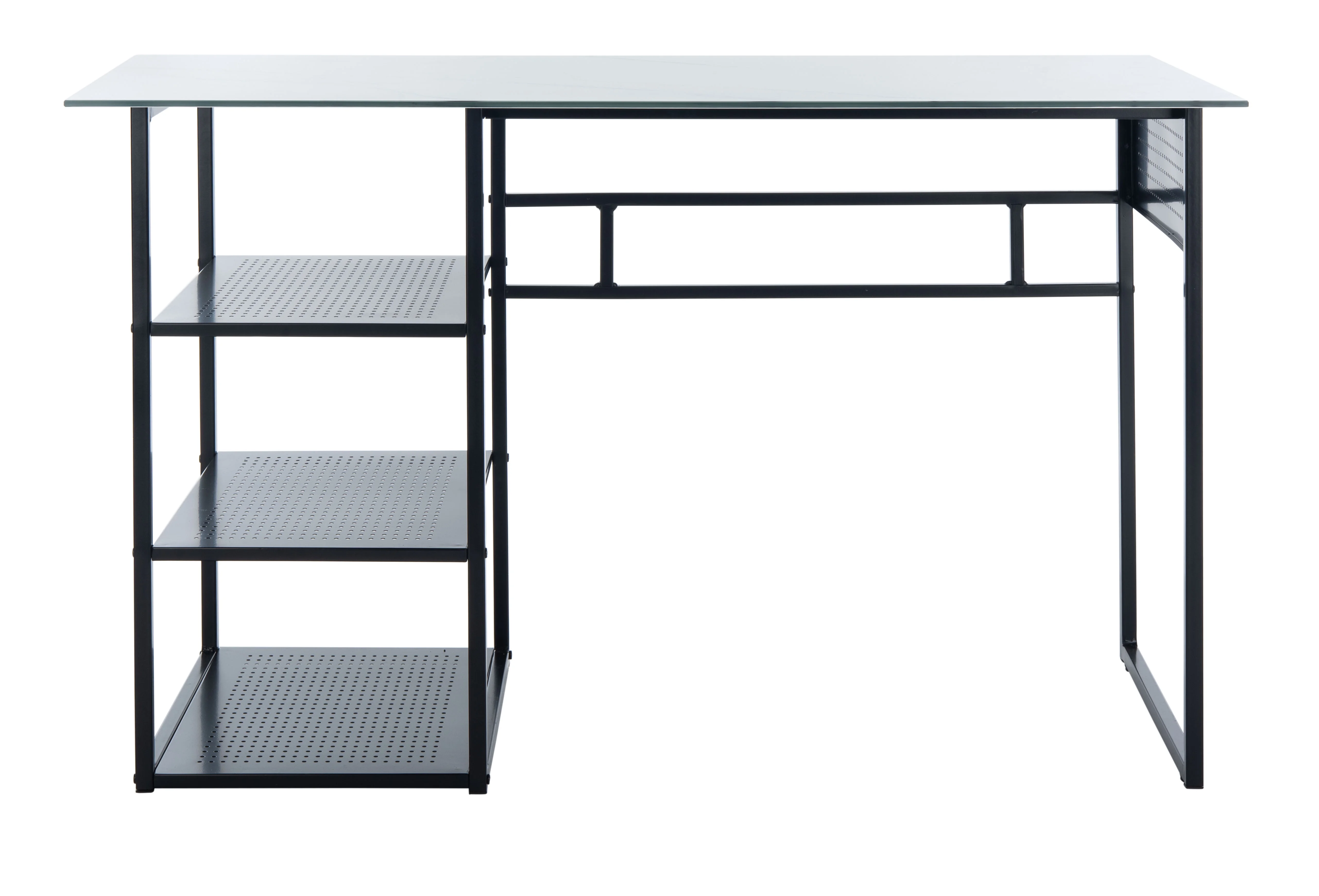 SAFAVIEH xyla White Marble Glass/Black Writing Desk (47.2 in. W x 21.7 in. D x 29.5 in. H)