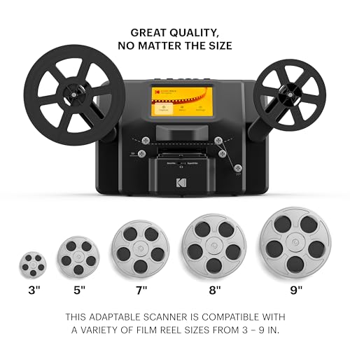 KODAK REELS 8mm & Super 8 Films Digitizer Converter with Big 5&rdquo; Screen, Scanner Converts Film Frame by Frame to Digital MP4 Files for Viewing