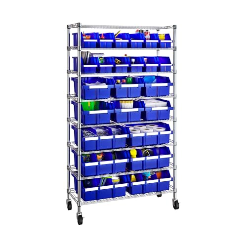 Seville Classics Heavy Duty NSF Bin Rack Solid Steel Wire Shelving Storage Unit, Patented Organizer for Garage, Warehouse, Office, Restaurant