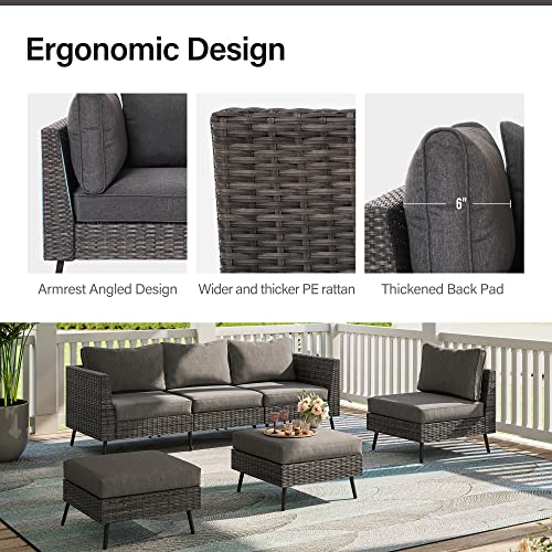 LAUSAINT HOME Outdoor Patio Furniture, 8 Piece Outdoor Sectional Sofa PE Rattan Wicker Patio Conversation Sets