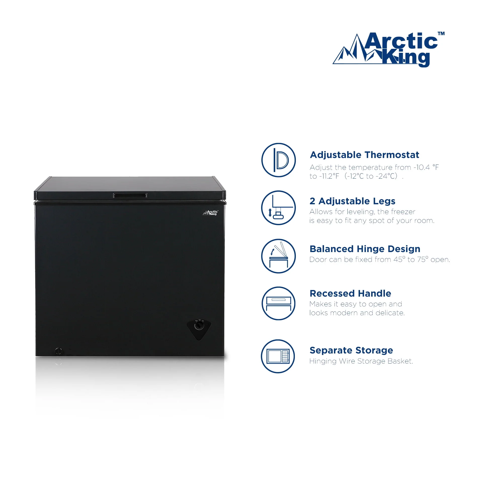 Arctic King 7 Cu ft Chest Freezer, Garage Ready, Black