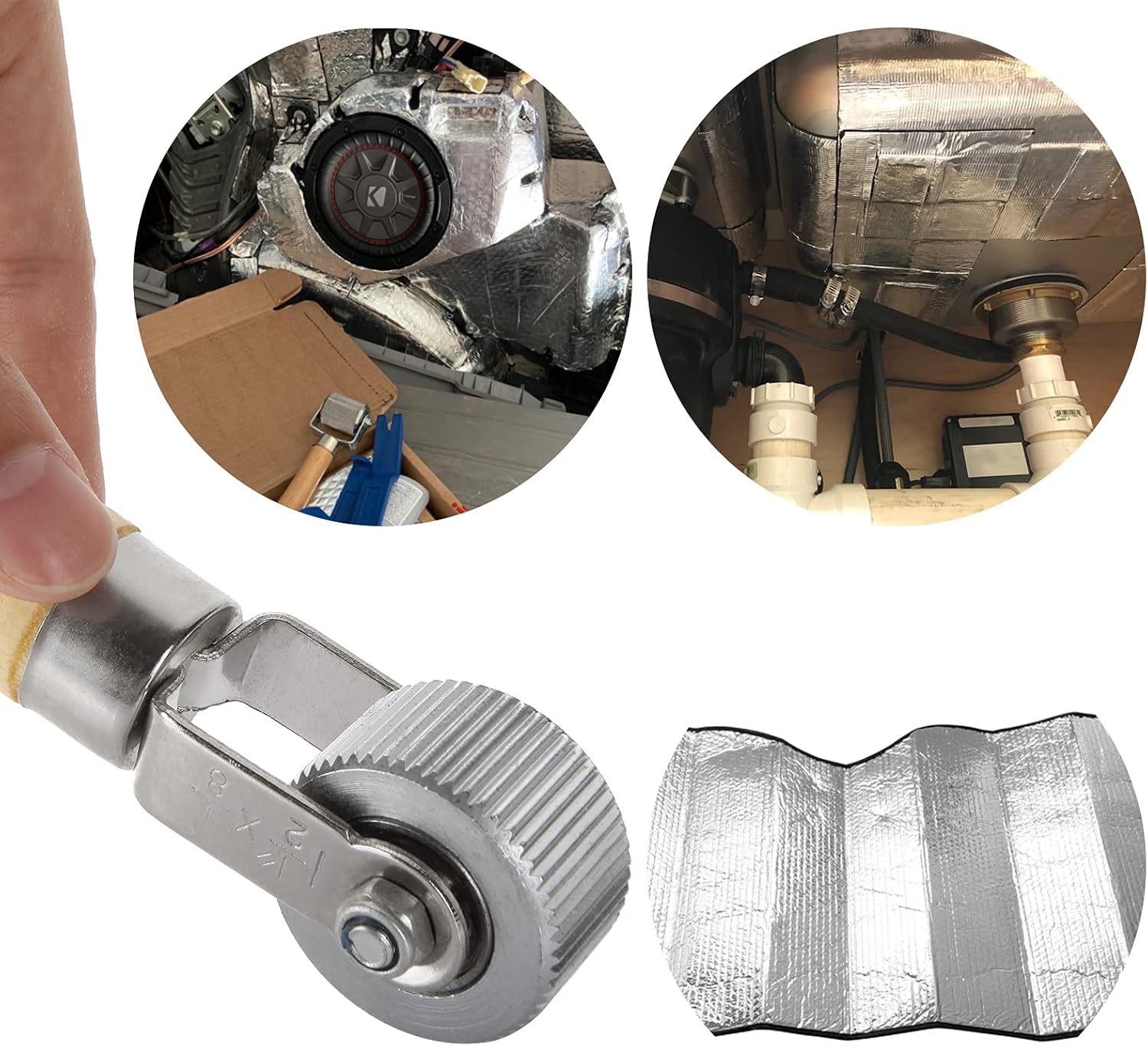 3 Pcs Car Sound Deadening Roller Auto Noise Proof Insulation Tool with Wooden Handle Automotive/Vehicle Sound Deadener Metal Barrel Roller