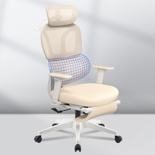 FLEXISPOT ErgoX Premium Ergonomic Office Chair with Footrest- Adjustable 3D Armrests, Dynamic Lumbar Support, Recline & Tilt Function, Mesh Seat