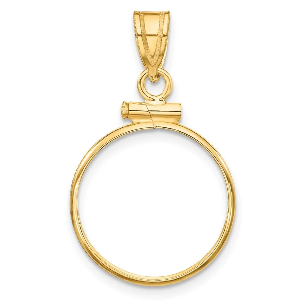 Carat In Karats 14K Yellow Gold 16.5mm Polished Screw Top Coin Bezel Pendant (28.4mm x 17.2mm)