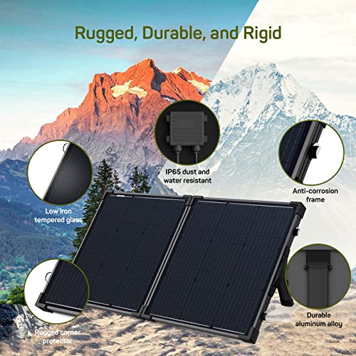 HQST 100 Watt 12 Volt 9BB Cell Portable Solar Panel Suitcase w/ 30 Amp PWM Charge Controller for Solar Generator, Power Station, Battery Charging, RV