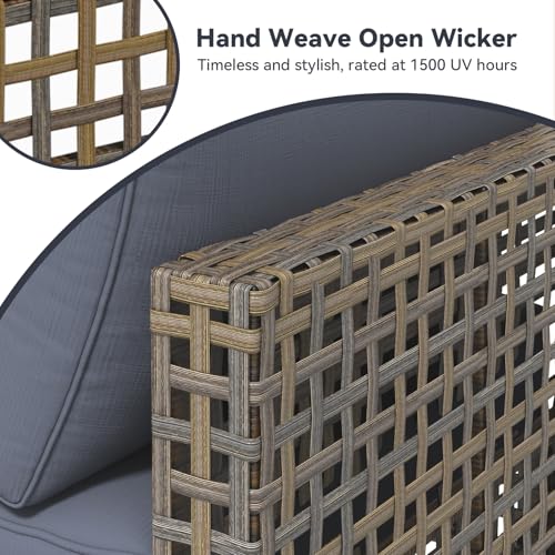 U-MAX 7 Piece Outdoor Patio Furniture Set, PE Rattan Outdoor Wicker Sectional Furniture Chair Set with Cushions and Tea Table