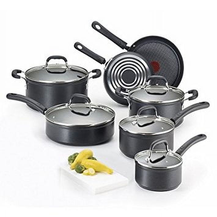 T-fal E817SC Endura Hard Anodized Titanium Nonstick Dishwasher Safe Cookware Set, 12-Piece, Black by T-fal