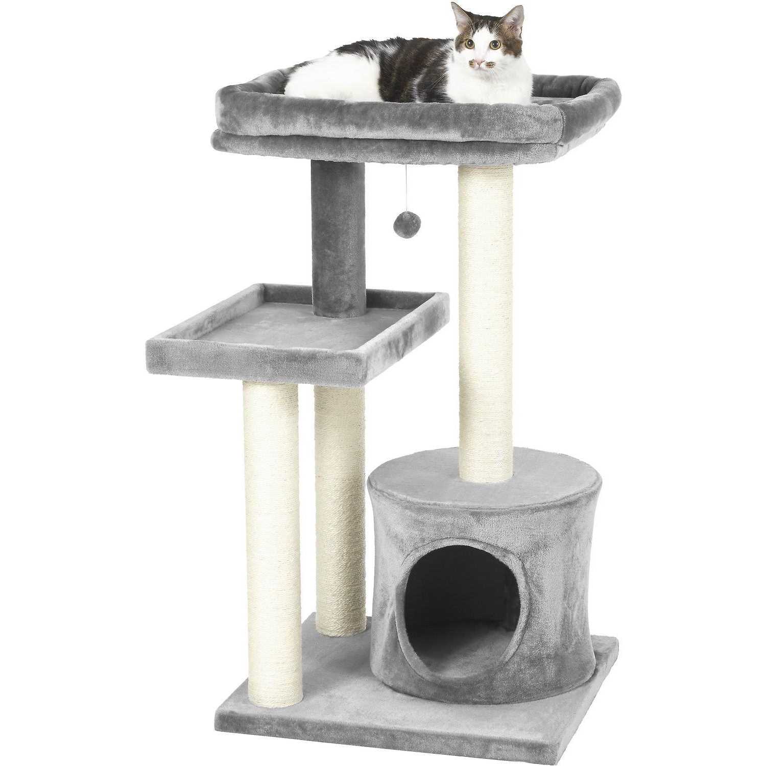 Frisco 42-in Heavy Duty Faux Fur Cat Tree Condo - Pet Supplies online store