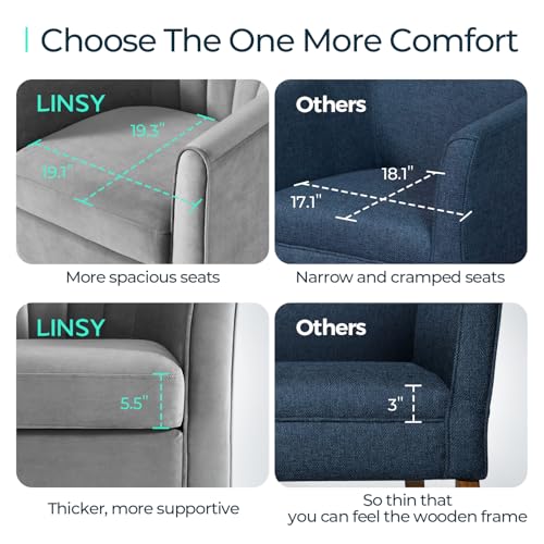 LINSY Swivel Accent Chair Ottoman Set: Velvet Small Barrel Chair with Foot Rest