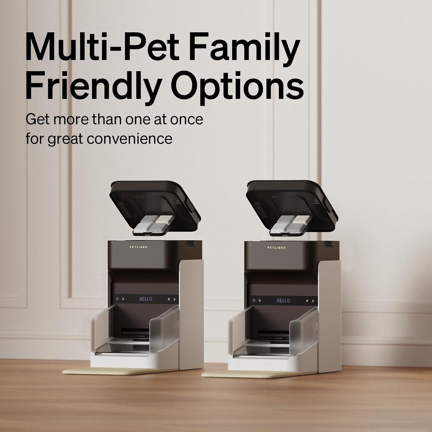 PETLIBRO 2 Packs RFID Automatic Cat Feeders, 5G Wi-Fi 2 Packs Automatic Pet Feeders, 3L 2 Auto Cat Feeders with Light Collar Tag