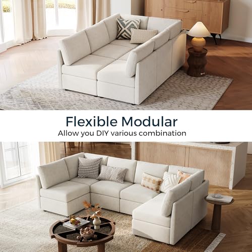 LINSY HOME Modular Sectional Sofa, Convertible U Shaped Sofa Couch with Storage, Memory Foam, Modular Sectionals with Ottomans