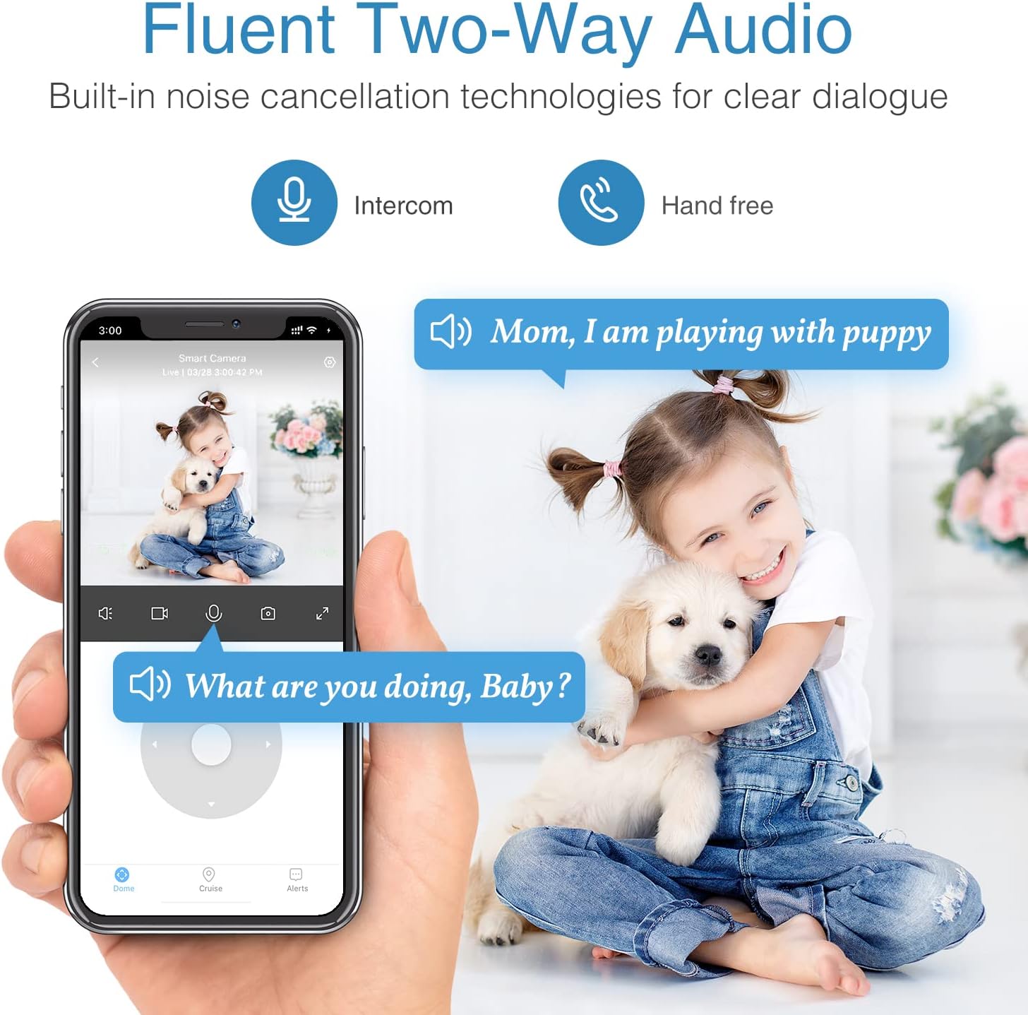 WiFi Camera Indoor, 1080P HD Smart Security Camera with &Night Vision, Motion Detection, Two-Way Audio, Nanny for Baby/Elder/Pet