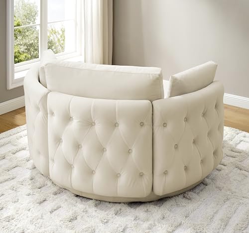 51.5-Inch Oversized Swivel Accent Barrel Chair with Storage Ottoman ,Button Decor and 4 Pillows