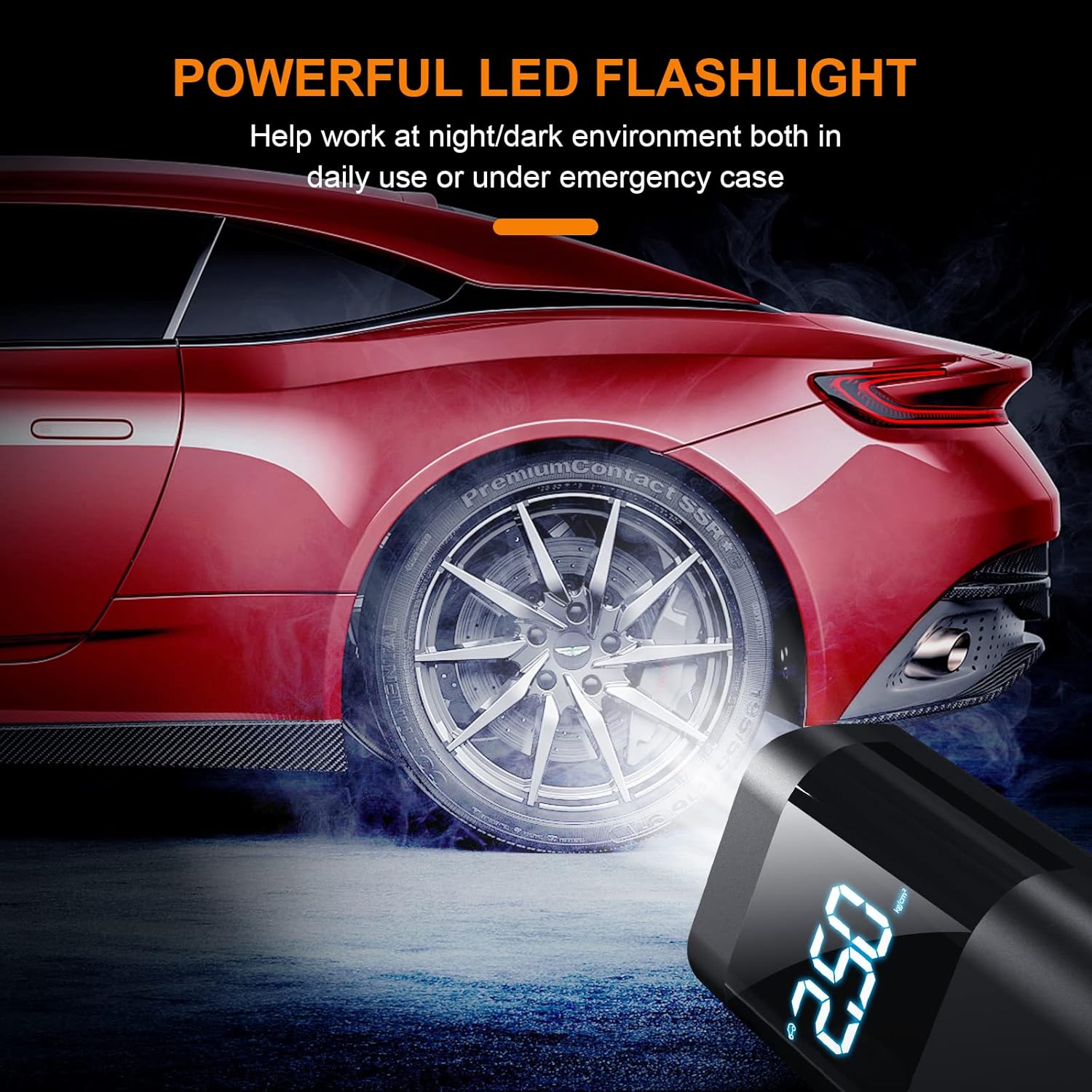 Portable Air Compressor Tire Inflator: 12V DC Auto Tire Pump Car Tire Inflator with Digital Pressure Gauge, Fast Inflation