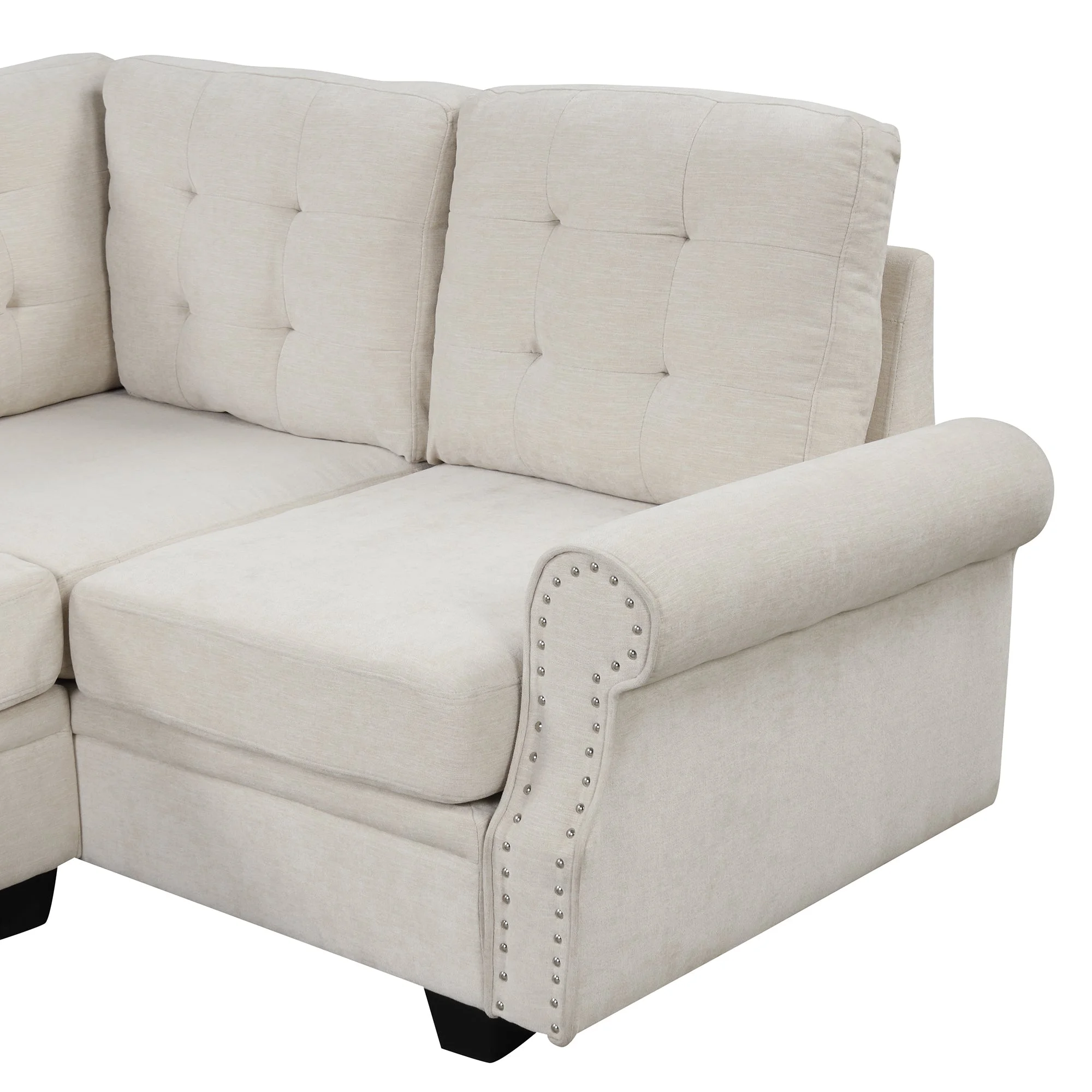 Aisha Modern U-Shaped Corner Sectional Sofa - Beige
