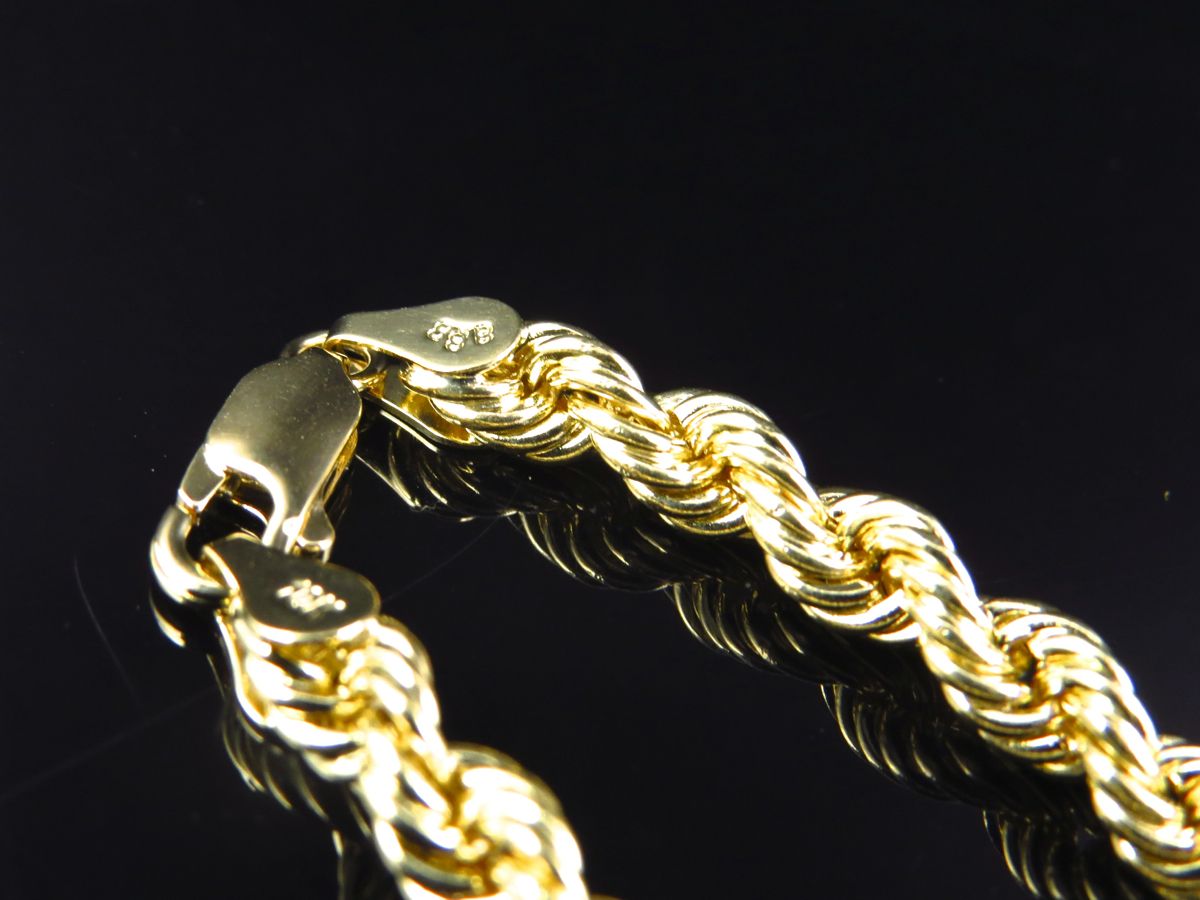 Men's Hollow Rope Chain 4.5MM in 10K Yellow Gold 16-28Inches