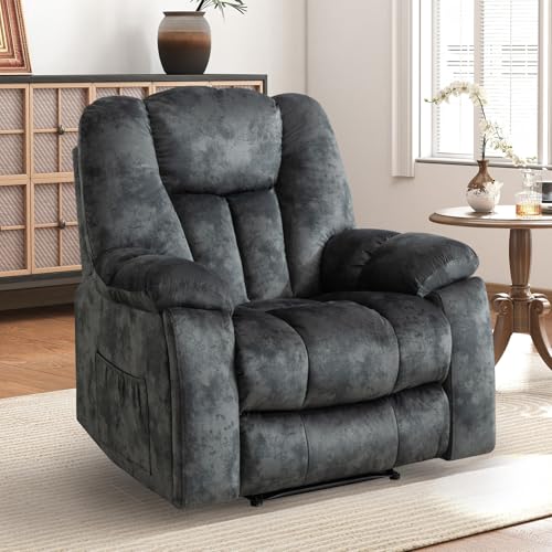 Phoenix Home Manual Recliner Chair for Adults with Massage and Heat, Overstuffed Fabric Reclining Chair