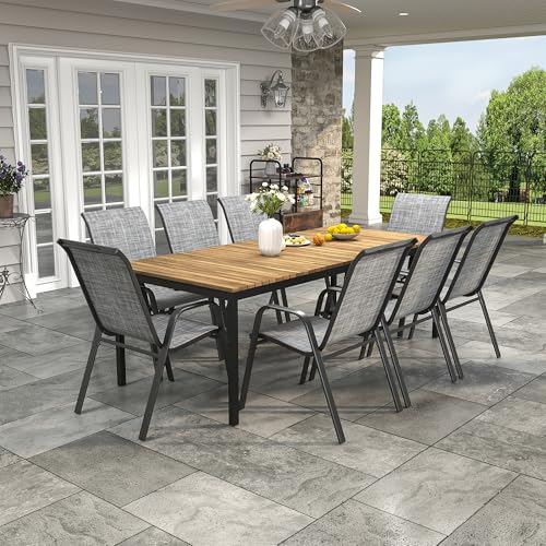 Patio Chairs Set of 6, Stackable Outdoor Dining Chairs for All Weather Textilene Fabric & Metal Frame, Outdoor Chairs Set for Backyard Deck Garden
