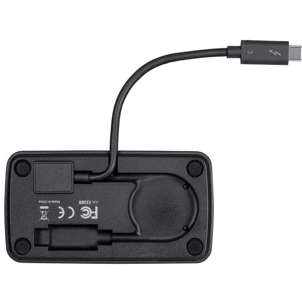 Monoprice Thunderbolt 3 Mobile Dual Video HDMI and DisplayPort Travel Dock Adapter - Black | with 4K@60Hz, Built in Cable, USB 3