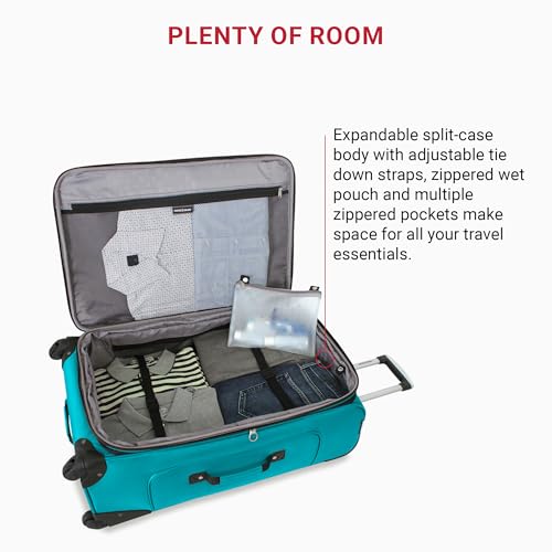 SwissGear Sion Softside Expandable Roller Luggage, Teal, 3 Piece Set (21/25/29)