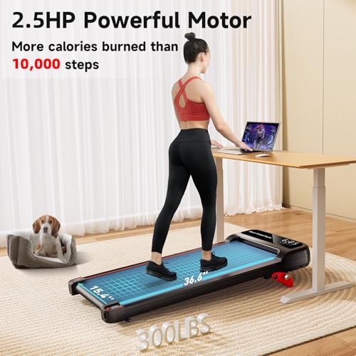 RHYTHM FUN Walking Pad Treadmill with Incline, Under Desk Treadmill with Incline, Treadmill for Home and Office