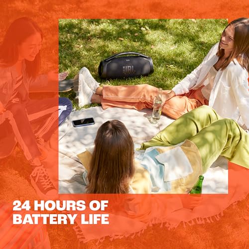 JBL Boombox 3 Black Portable Bluetooth Speaker with Massive Sound, Deepest Bass, IPX7 Waterproof, 24H Playtime, PartyBoost