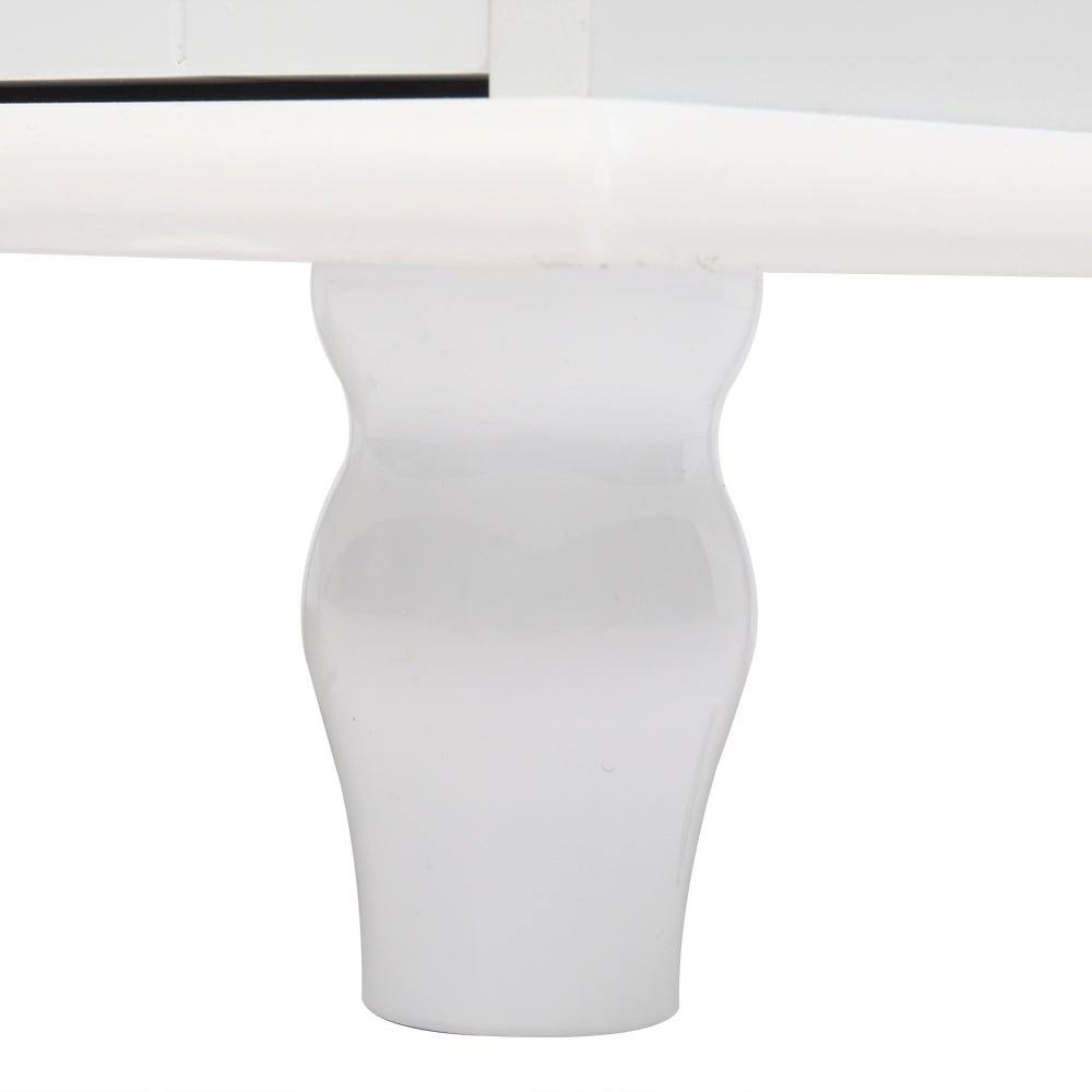 White Carved Double Door Bathroom Storage Cabinet - 23.63x22 x 13.59x22 x 30.32x22 - Glossy