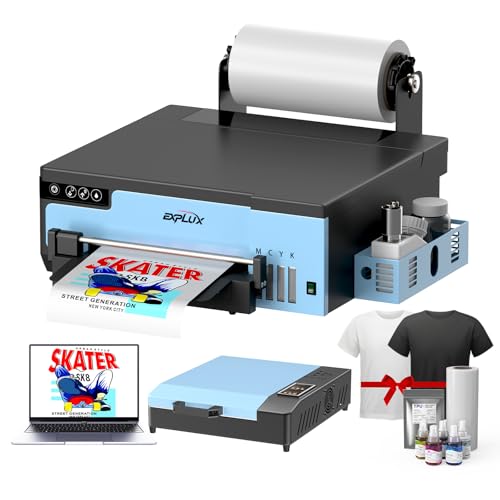 EXPLUX A4 DTF Printer,with XP600 printhead with Anti-Clogging Technology + 200% high Speed Printing,for DIY T-Shirt,Other Textiles,2-Year Ink Included