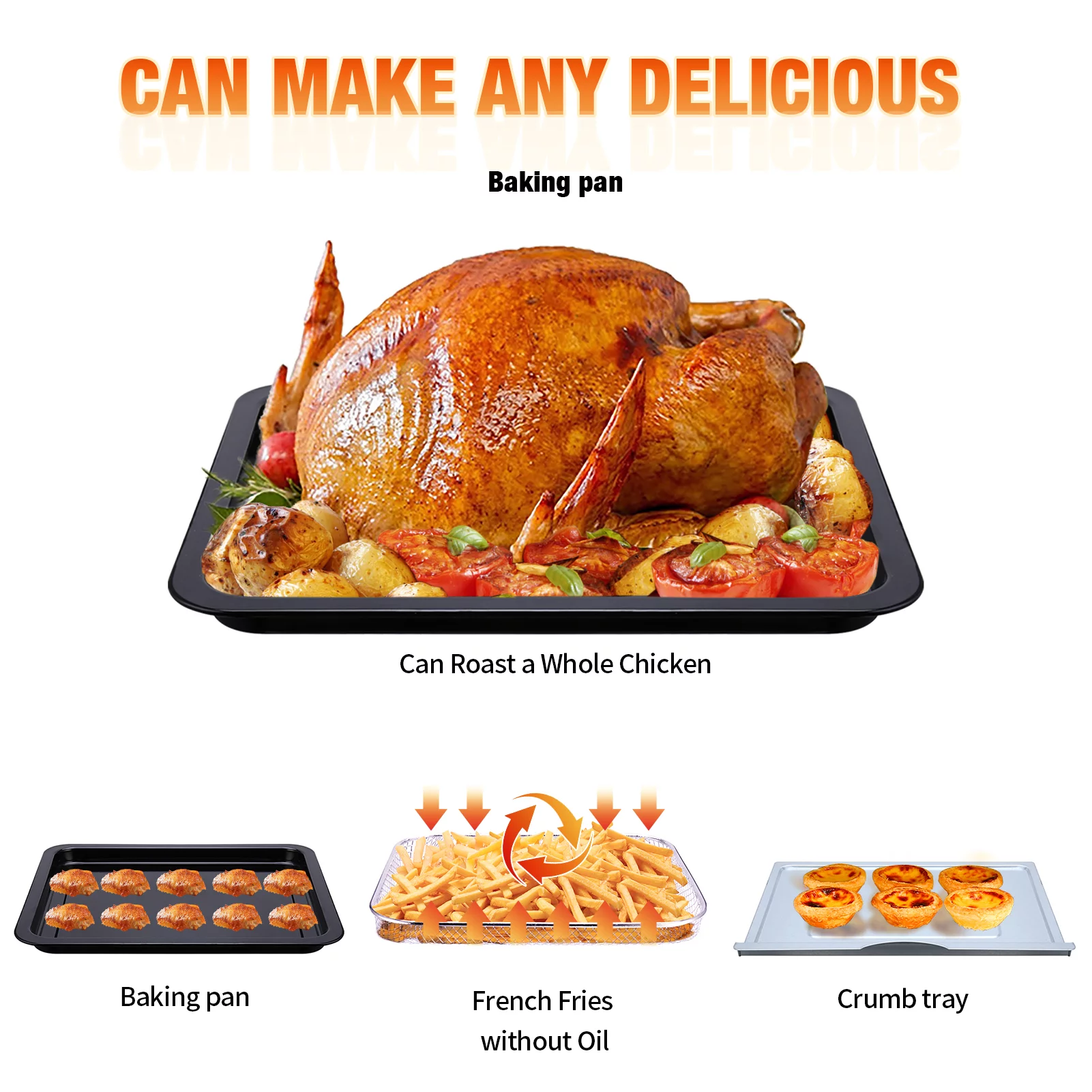 Air Fryer Toaster Oven, 10 Qt Family Size,  Healthy Cooking & User Friendly, with Roast Tray