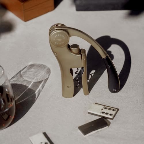L'atelier Du Vin Oeno Motion Groom Corkscrew & Cork Dome Glass Cloche Display - Tabletop Centerpiece Walnut Wood Base Wine Tasting