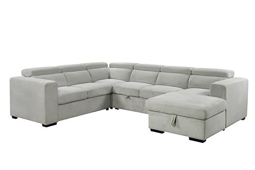 roomfitters 123" Oversized Modern U-Shaped 7-Seat Sectional Sofa Couch with Adjustable Headrest, Sofa Bed with Storage Chaise