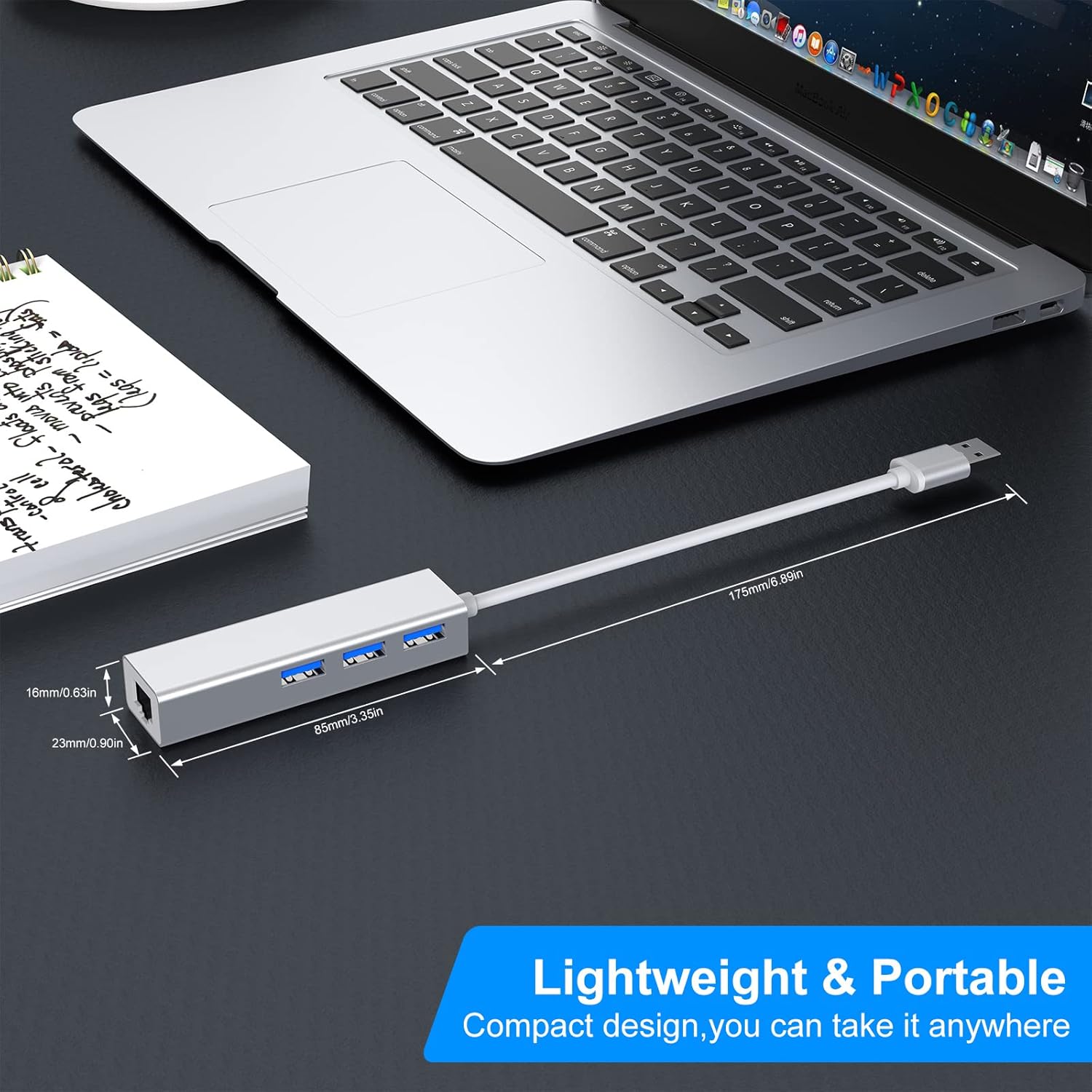 USB Hub 3.0 with Gigabit Ethernet Adapter,VEMONT Aluminum USB 3.0 to 1000M LAN Port & 3 USB 3.0 Ports