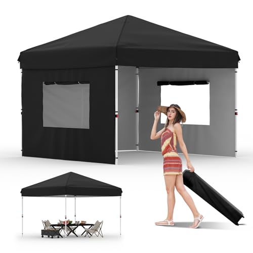 10x20 Pop Up Canopy - Easy Up Camping Tent with One Roller Bag, 3 Adjustable Height, 4 Weight Bags for Deck, Garden, Sports, Beach, Party - White
