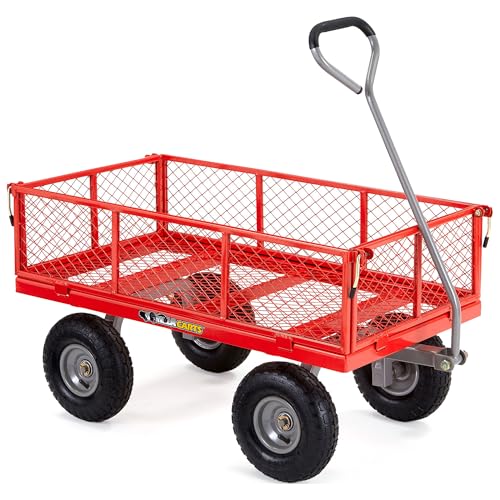 Gorilla Carts Steel Utility Wagon w/ Removable Side Panels, 1000 lb Capacity, Gray