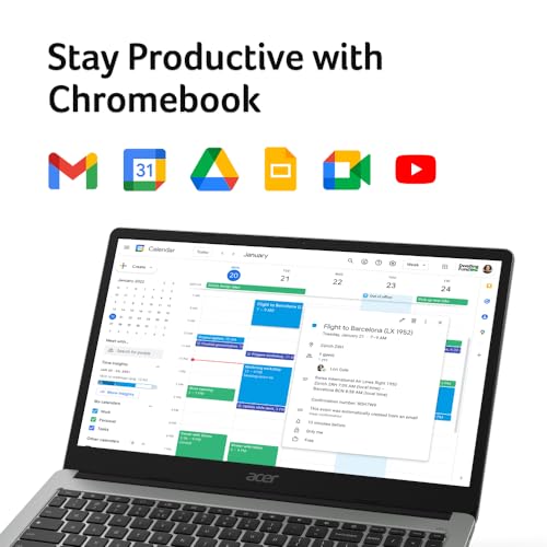 Acer Chromebook 315 Laptop | Intel Celeron N4500 | 15.6" Full HD IPS Display | Intel UHD Graphics | 4GB LPDDR4X | 64GB eMMC | Intel Wi-Fi 6 | DTS