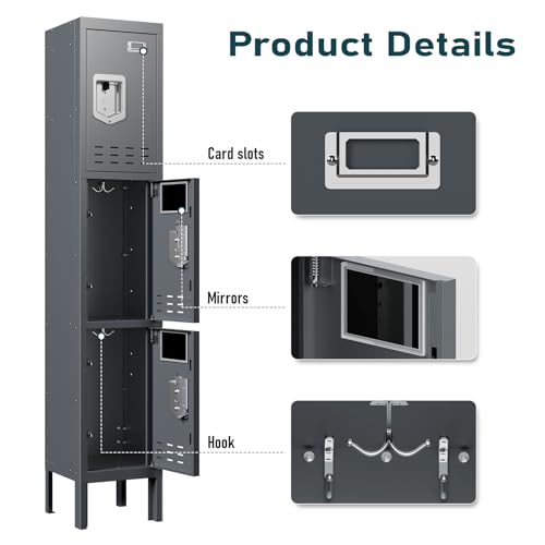 Metal Cabinet Home Office Storage,Lockers,Lockable Employees Metal Locker with Door,54" Height Steel Locker,Lockable Steel Locker for Gym,School,Home